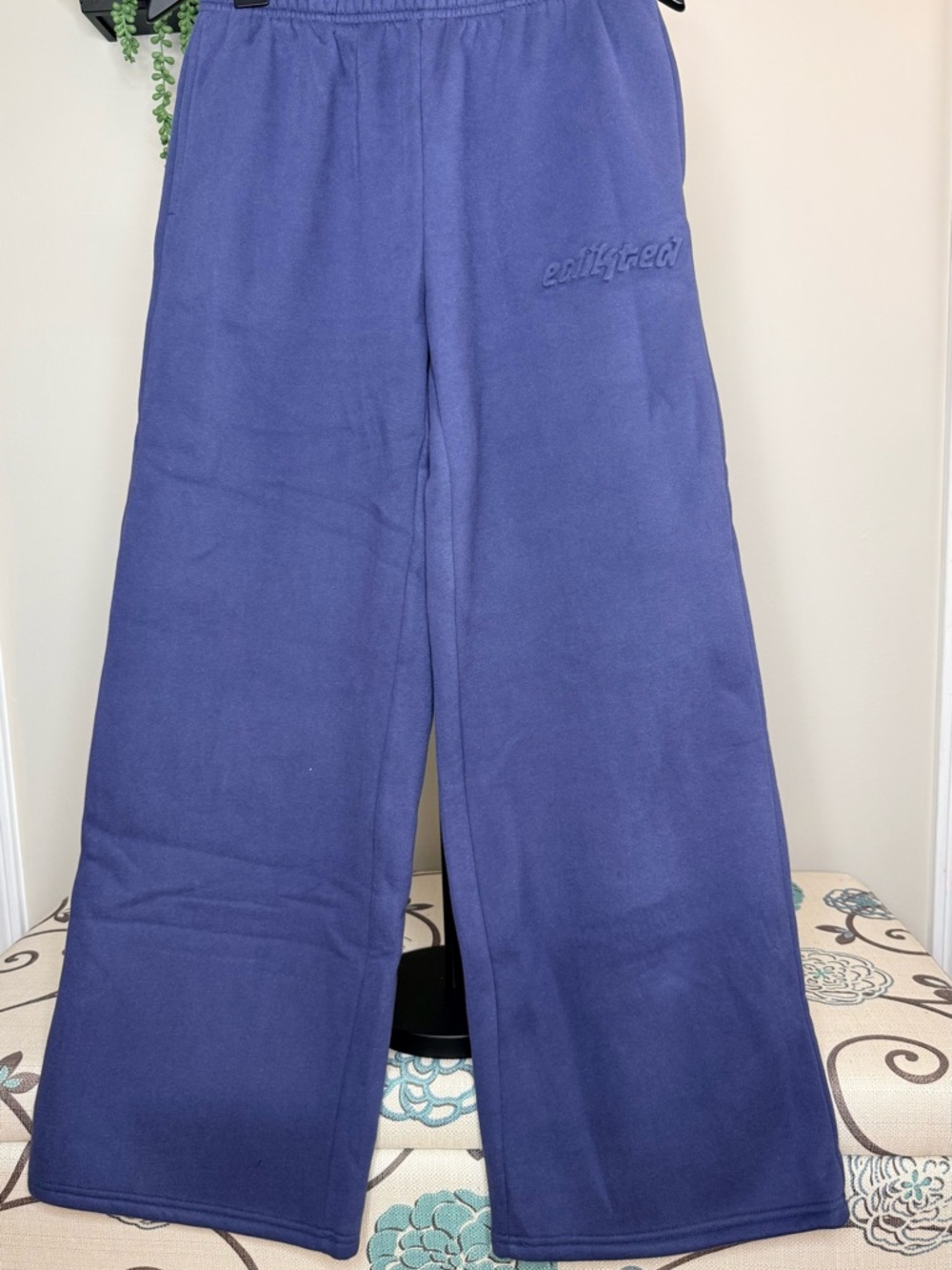 Edikted Wide Leg Sweatpants in Deep Blue